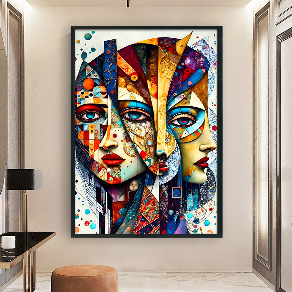 Abstract Painting - Human Face - 11CT Stamped Cross Stitch 40*60CM