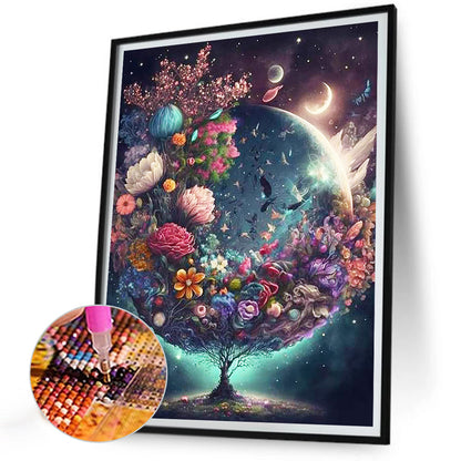 Flowers And World Tree - Full Round Drill Diamond Painting 30*40CM