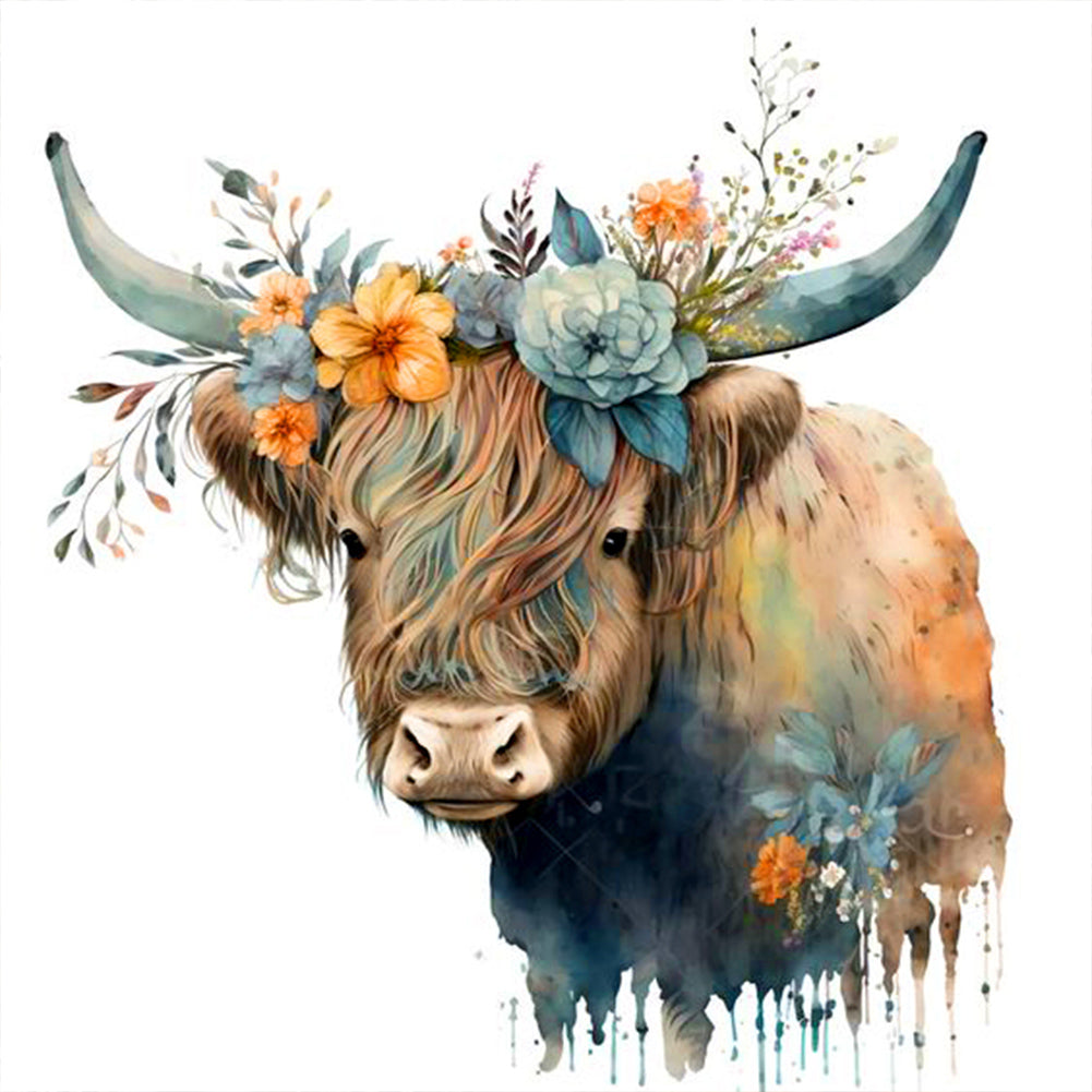 Flowers And Yak - Full Round Drill Diamond Painting 30*30CM