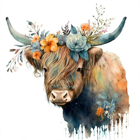 Flowers And Yak - Full Round Drill Diamond Painting 30*30CM