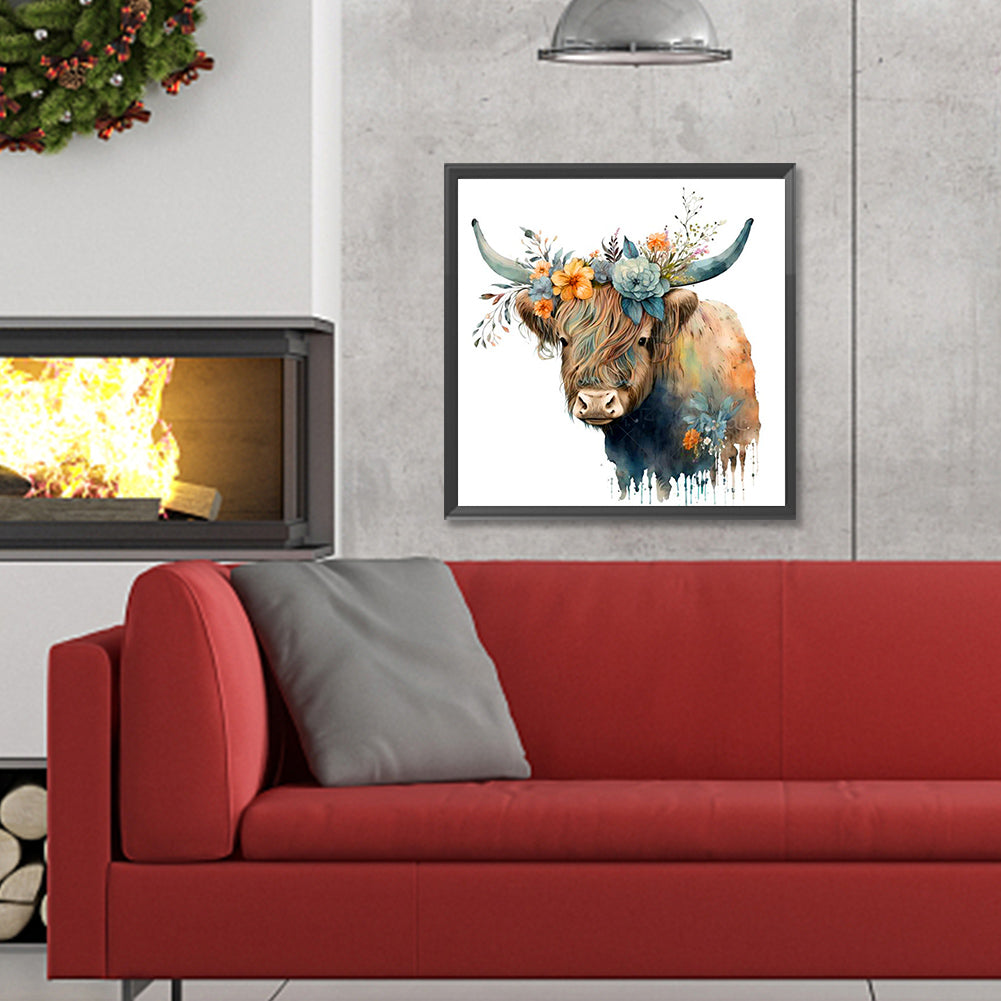Flowers And Yak - Full Round Drill Diamond Painting 30*30CM