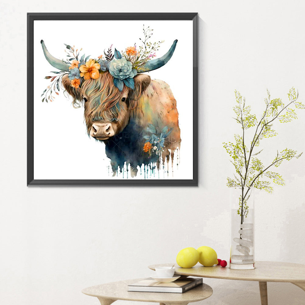 Flowers And Yak - Full Round Drill Diamond Painting 30*30CM