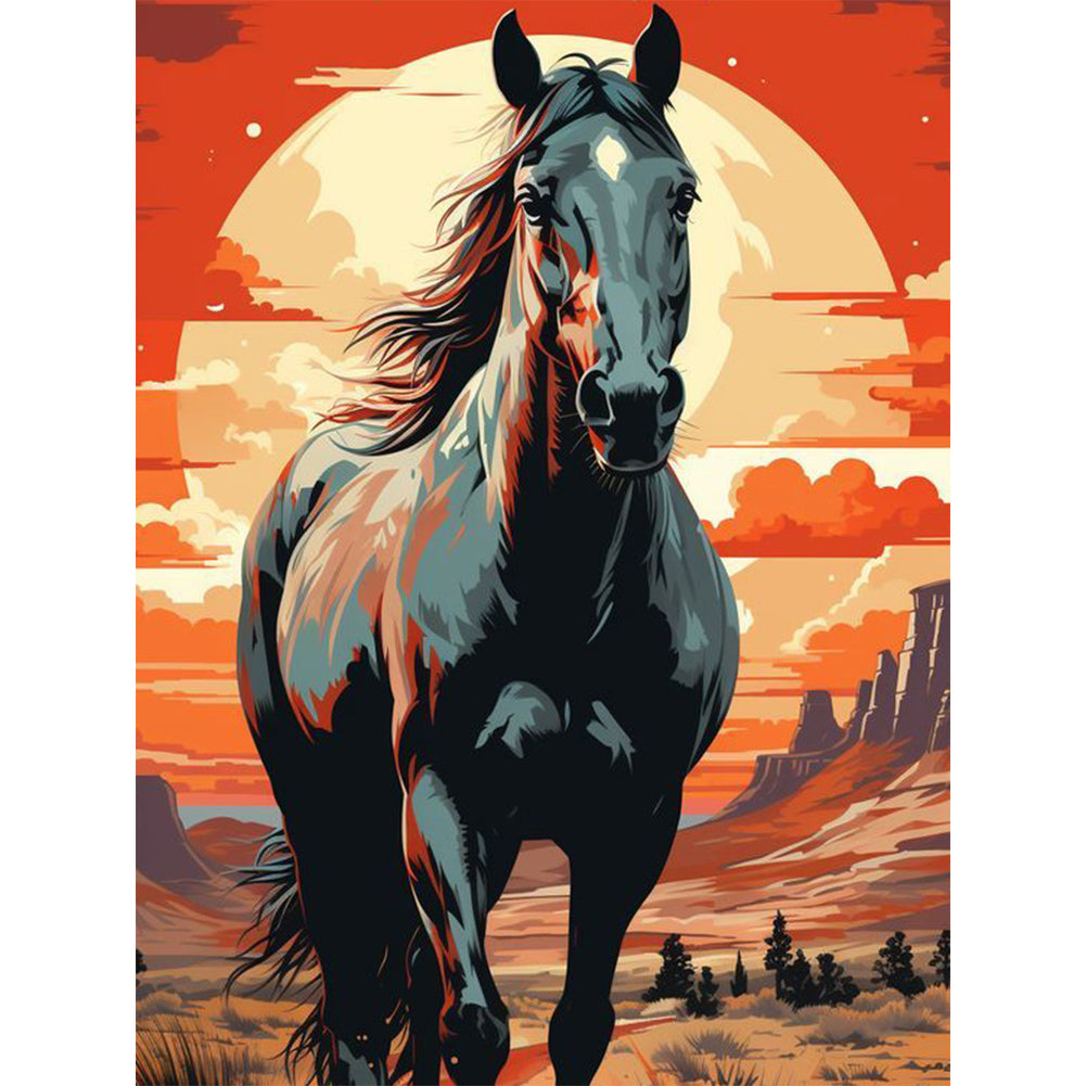 Wild Horse At Sunset - Full Round Drill Diamond Painting 30*40CM