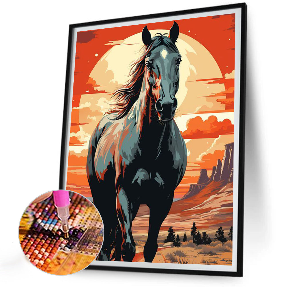 Wild Horse At Sunset - Full Round Drill Diamond Painting 30*40CM