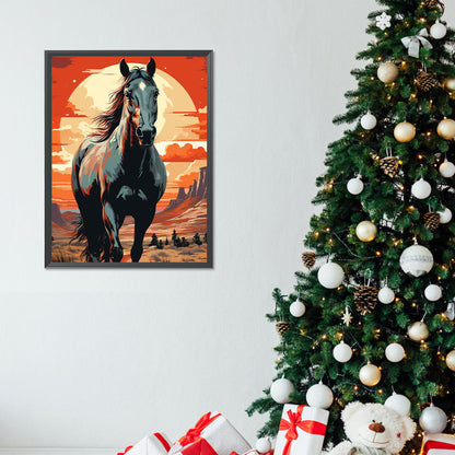 Wild Horse At Sunset - Full Round Drill Diamond Painting 30*40CM