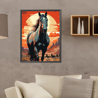 Wild Horse At Sunset - Full Round Drill Diamond Painting 30*40CM