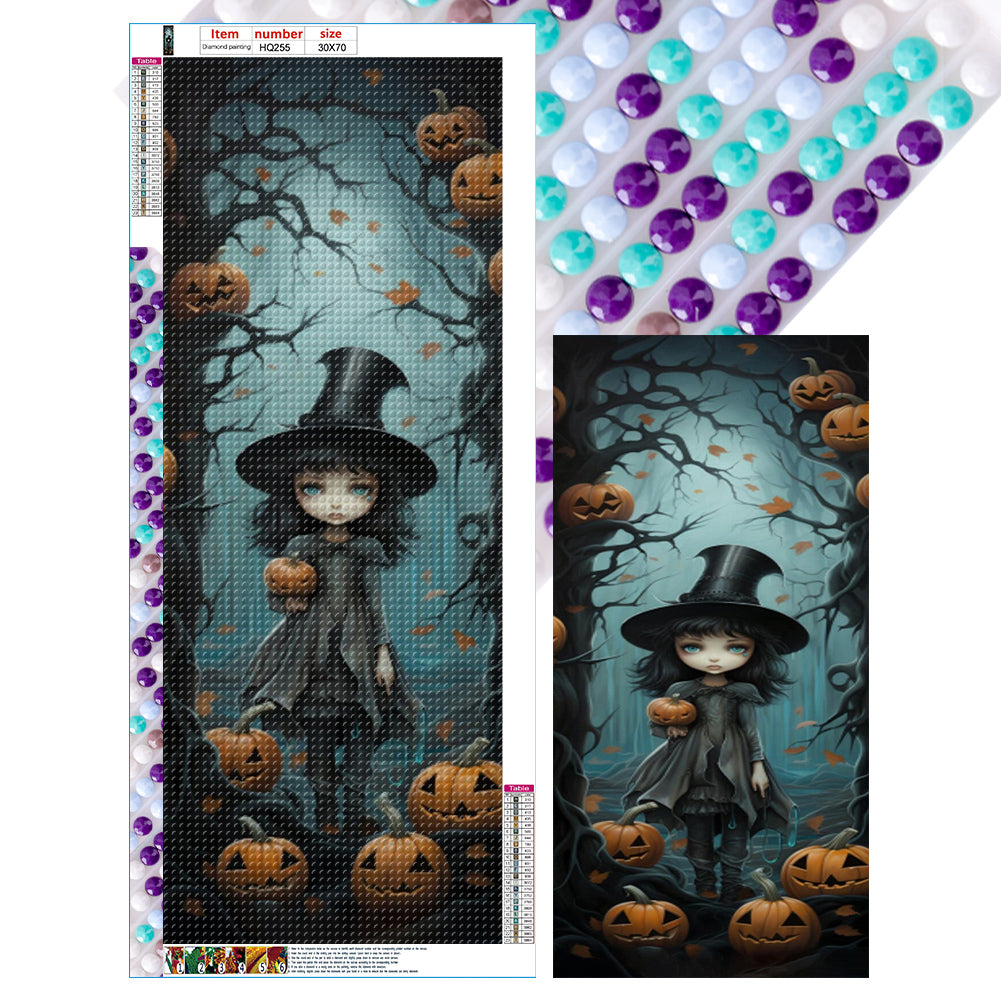 Halloween Forest Little Witch - Full Round Drill Diamond Painting 30*70CM