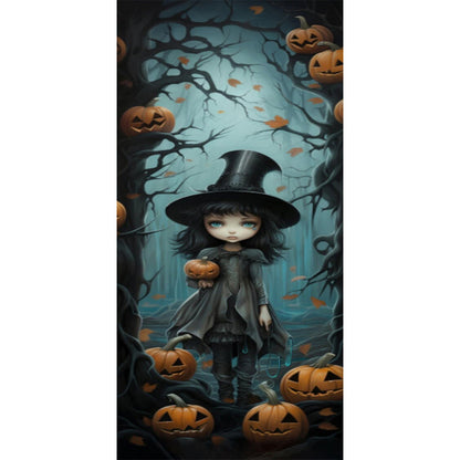 Halloween Forest Little Witch - Full Round Drill Diamond Painting 30*70CM