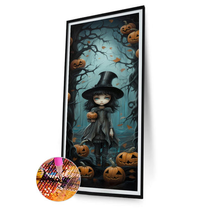 Halloween Forest Little Witch - Full Round Drill Diamond Painting 30*70CM