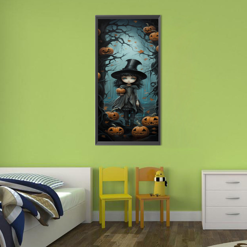 Halloween Forest Little Witch - Full Round Drill Diamond Painting 30*70CM