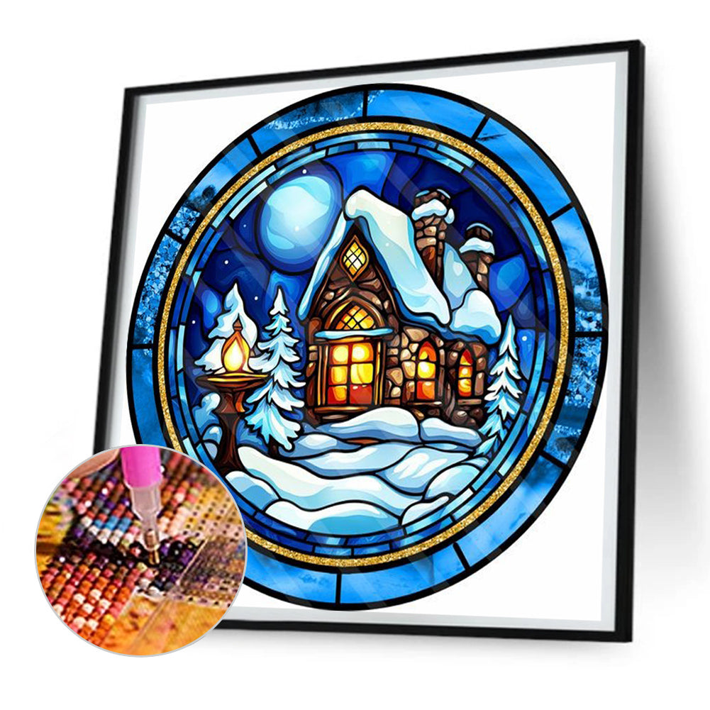 Round Christmas Cottage - Full Round Drill Diamond Painting 30*30CM