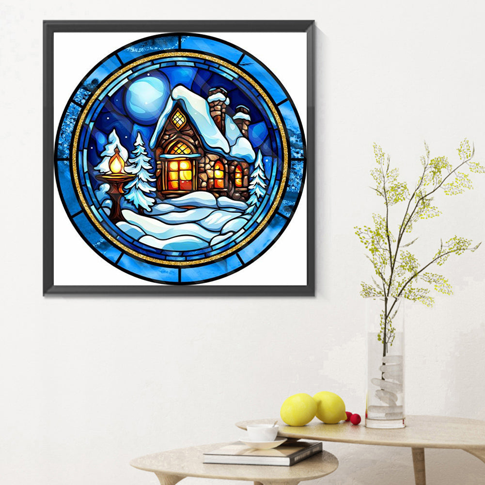 Round Christmas Cottage - Full Round Drill Diamond Painting 30*30CM