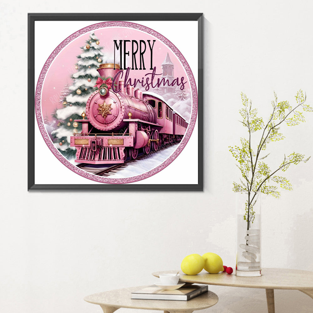 Round Sign Christmas Train - Full Round Drill Diamond Painting 30*30CM