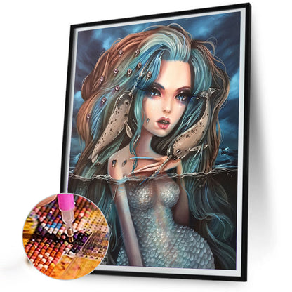 Sad Mermaid And Narwhal - Full AB Dril Round Diamond Painting 40*50CM