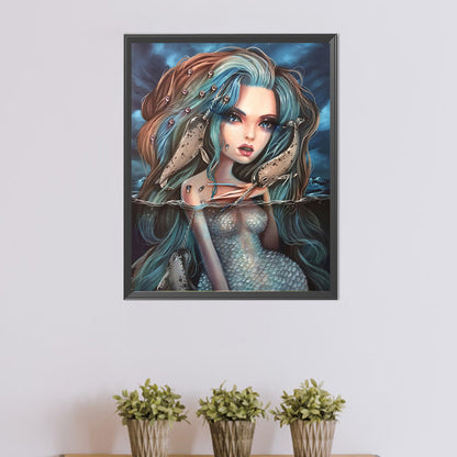 Sad Mermaid And Narwhal - Full AB Dril Round Diamond Painting 40*50CM