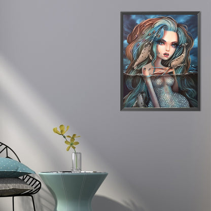 Sad Mermaid And Narwhal - Full AB Dril Round Diamond Painting 40*50CM