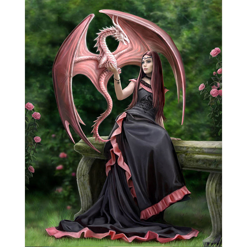 Forest Witch And Dragon - Full AB Dril Round Diamond Painting 40*50CM