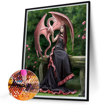 Forest Witch And Dragon - Full AB Dril Round Diamond Painting 40*50CM