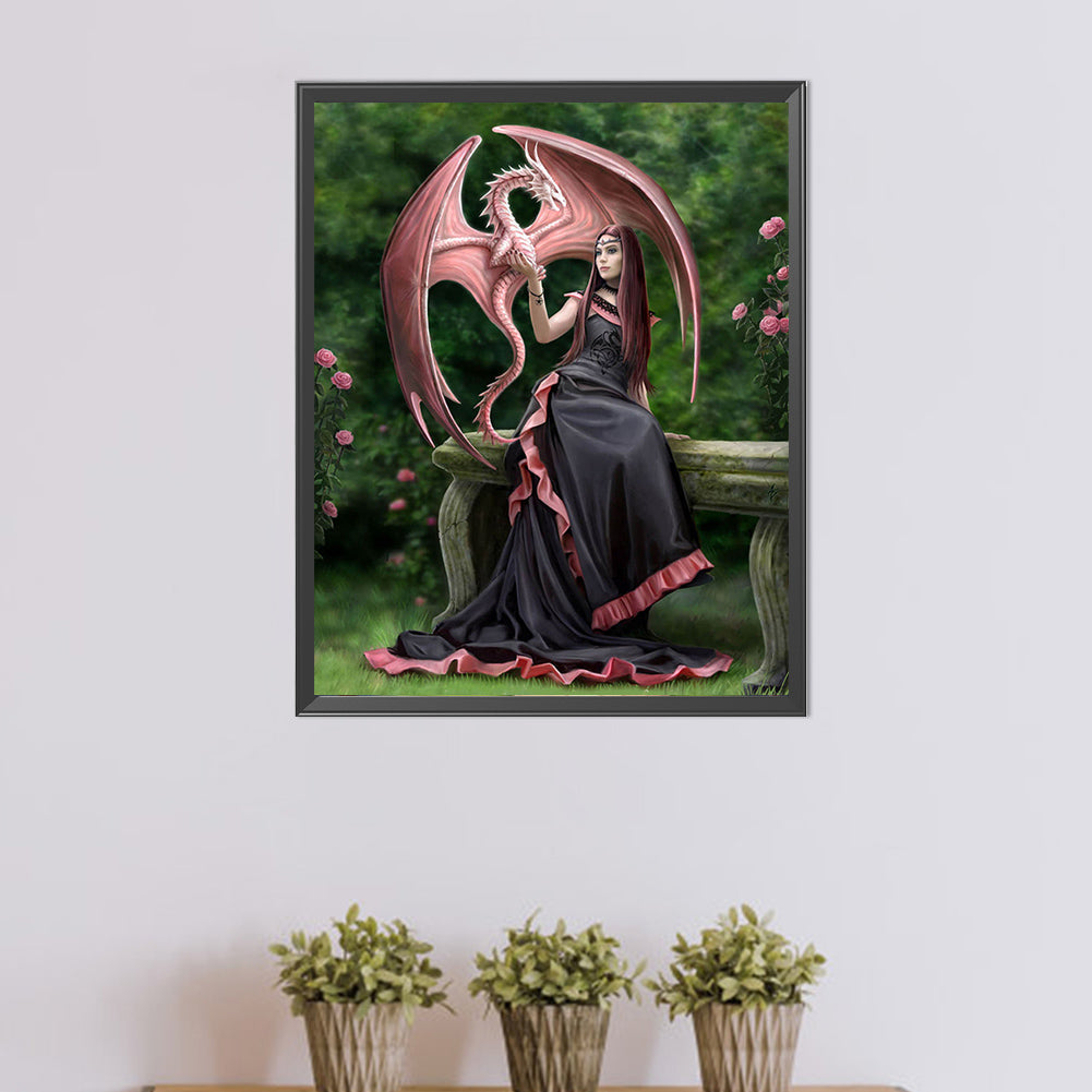 Forest Witch And Dragon - Full AB Dril Round Diamond Painting 40*50CM