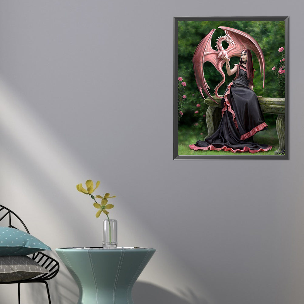 Forest Witch And Dragon - Full AB Dril Round Diamond Painting 40*50CM