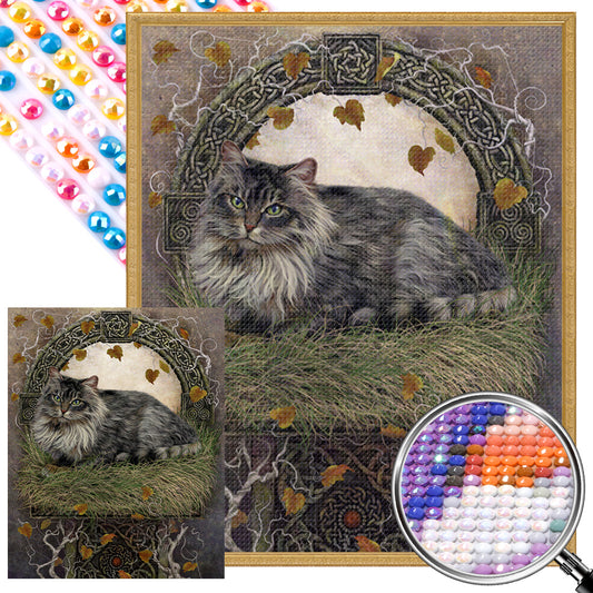 Cat On Grass - Full AB Dril Round Diamond Painting 40*50CM