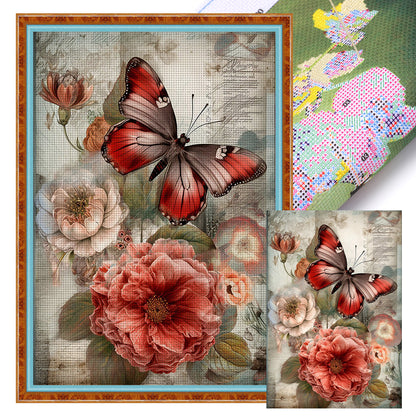 Rose Butterfly - 11CT Stamped Cross Stitch 40*60CM