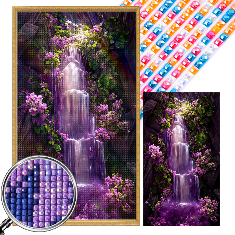 Purple Waterfall - Full AB Dril Square Diamond Painting 40*70CM