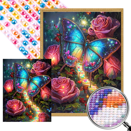 Fantasy Rose Butterfly - Full AB Dril Round Diamond Painting 50*65CM