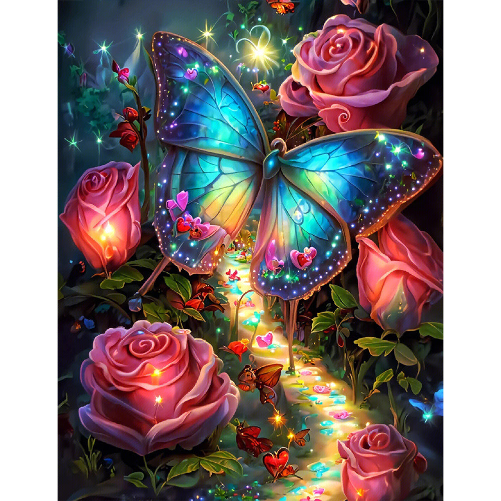 Fantasy Rose Butterfly - Full AB Dril Round Diamond Painting 50*65CM