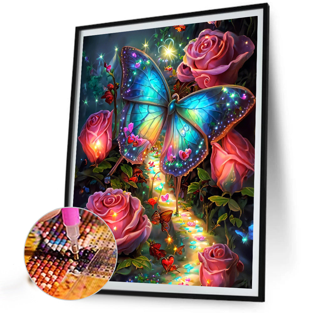 Fantasy Rose Butterfly - Full AB Dril Round Diamond Painting 50*65CM