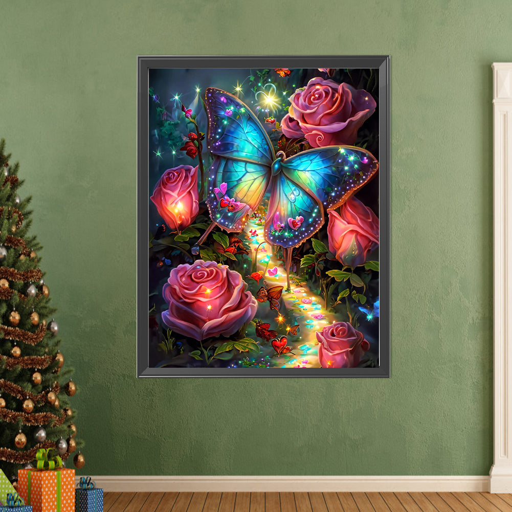 Fantasy Rose Butterfly - Full AB Dril Round Diamond Painting 50*65CM