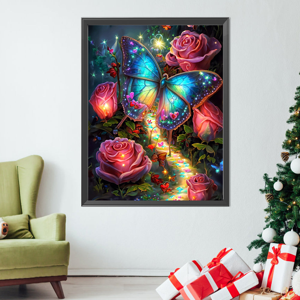 Fantasy Rose Butterfly - Full AB Dril Round Diamond Painting 50*65CM