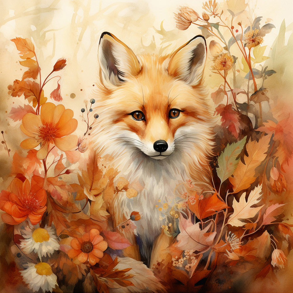 Autumn Fox - Full Round Drill Diamond Painting 30*30CM