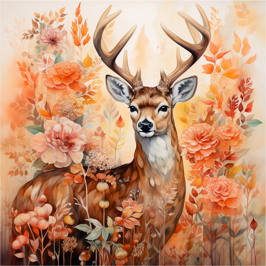 Autumn Elk - Full Round Drill Diamond Painting 30*30CM