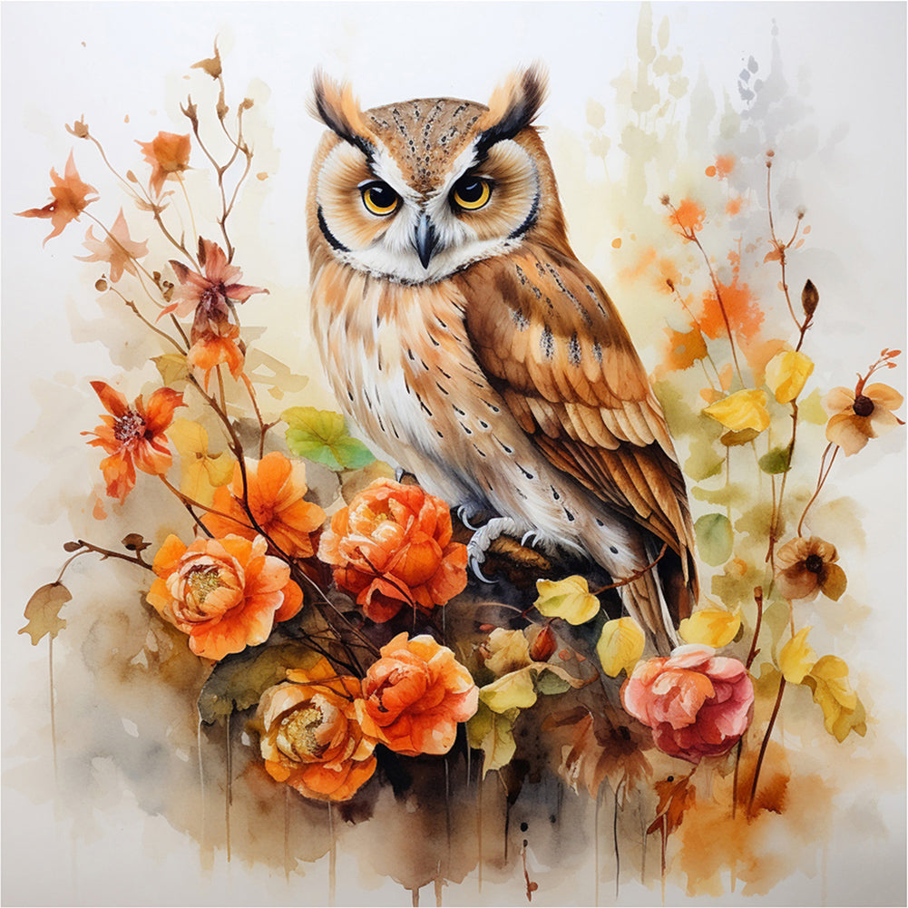 Autumn Owl - Full Round Drill Diamond Painting 30*30CM