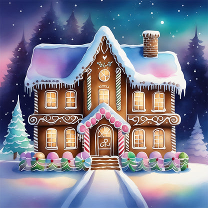 Snow Cabin - Full Round Drill Diamond Painting 30*30CM
