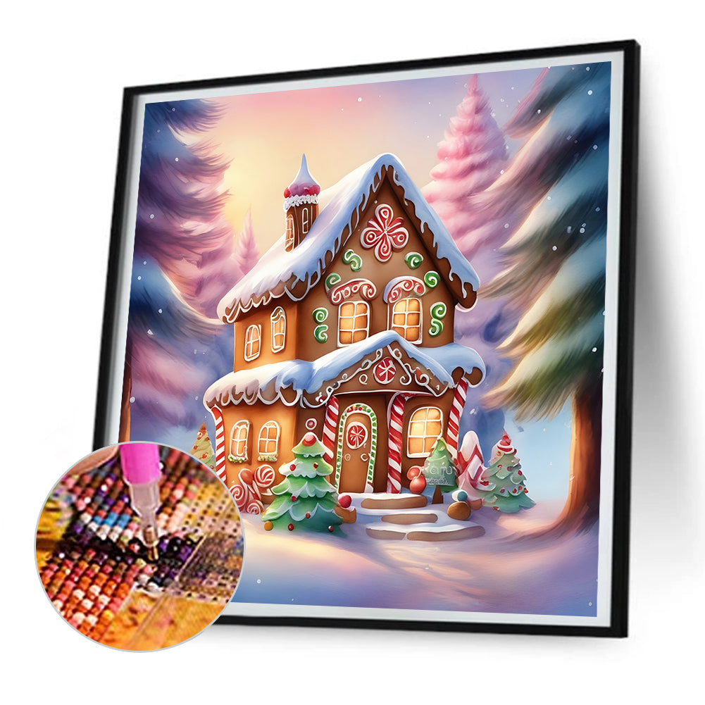 Snow Cabin - Full Round Drill Diamond Painting 30*30CM