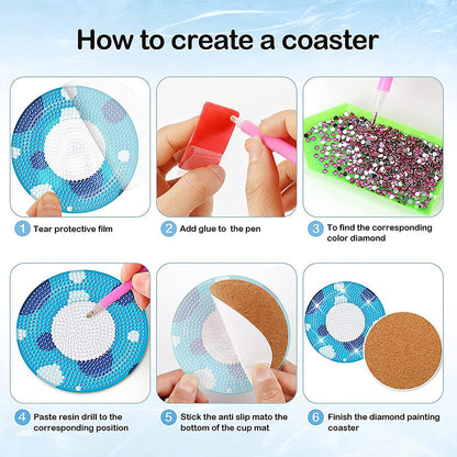 8PCS Special Shape Diamond Painting Art Coaster Kit (Seaside Lifebuoy)