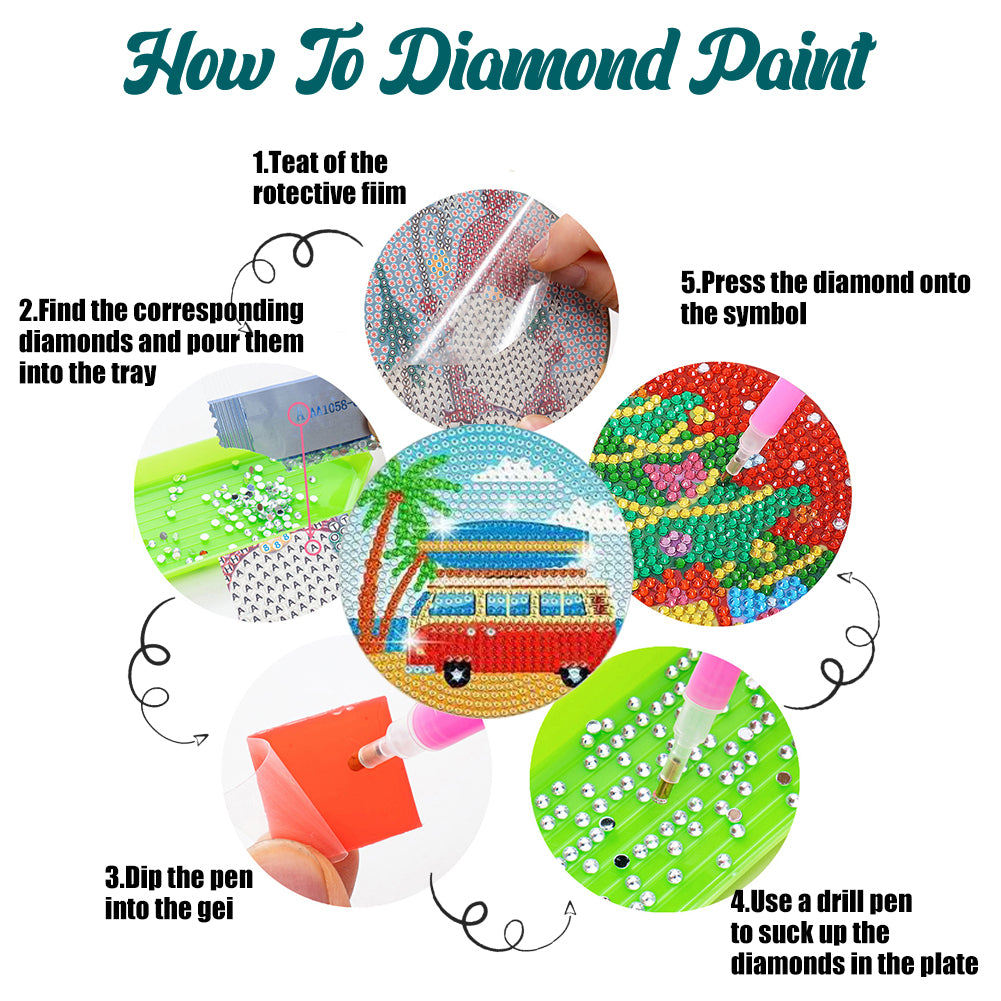 8PCS Special Shape Diamond Painting Art Coaster Kit (Seaside Holiday)