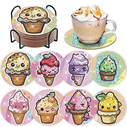 8PCS Special Shape Diamond Painting Art Coaster Kit (Cool Ice Cream)