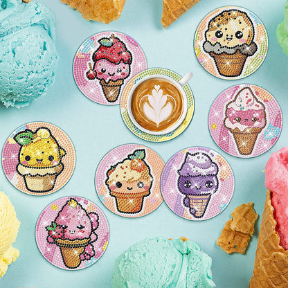 8PCS Special Shape Diamond Painting Art Coaster Kit (Cool Ice Cream)