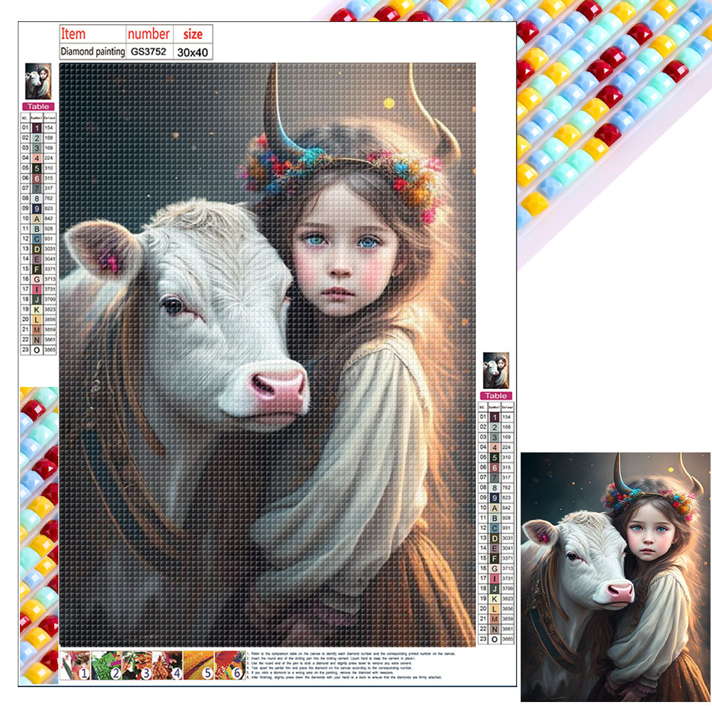 Cute Pets And Girls - Full Square Drill Diamond Painting 30*40CM