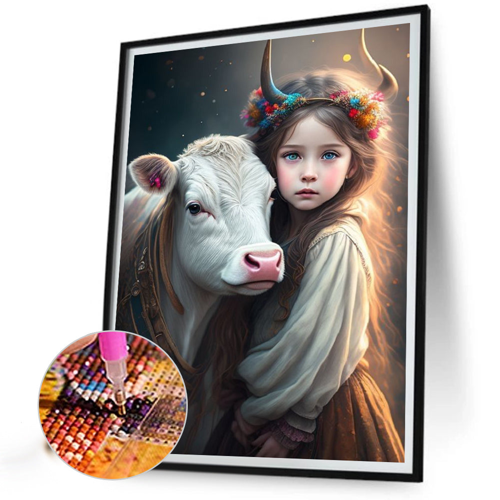 Cute Pets And Girls - Full Square Drill Diamond Painting 30*40CM