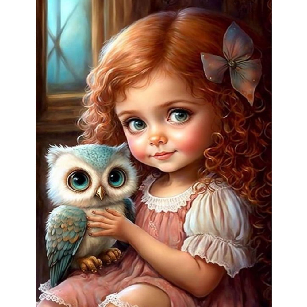 Cute Pets And Girls - Full Square Drill Diamond Painting 30*40CM