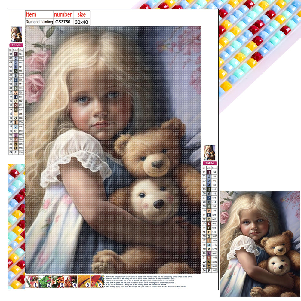 Cute Pets And Girls - Full Square Drill Diamond Painting 30*40CM