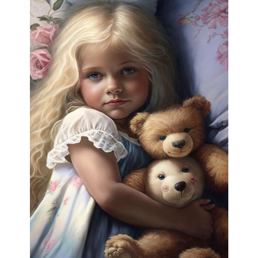 Cute Pets And Girls - Full Square Drill Diamond Painting 30*40CM