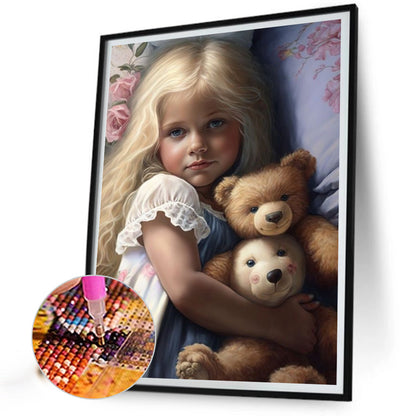 Cute Pets And Girls - Full Square Drill Diamond Painting 30*40CM