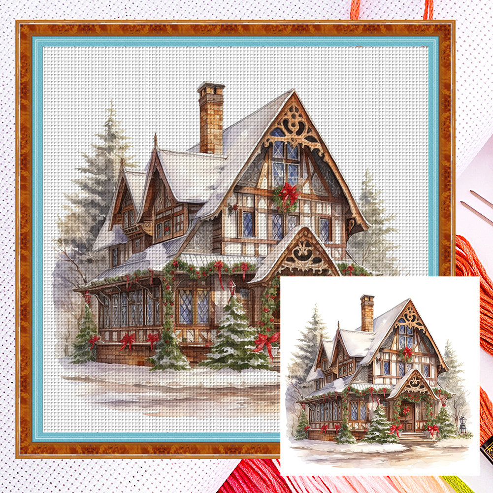 Christmas Cabin - 11CT Counted Cross Stitch 50*50CM