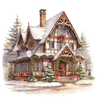 Christmas Cabin - 11CT Counted Cross Stitch 50*50CM