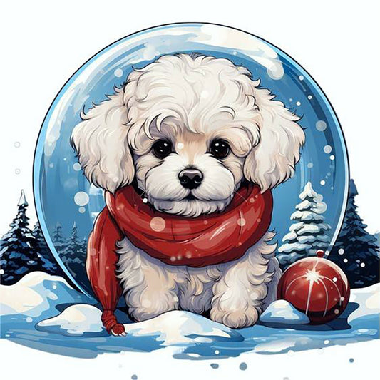 White Dog - Full Round Drill Diamond Painting 40*40CM